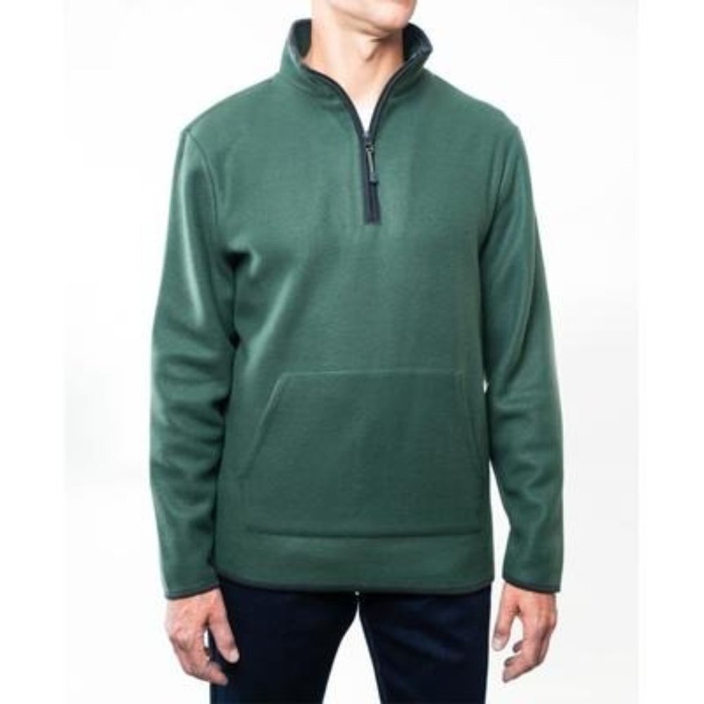 Lazer Men's Polar Fleece Quarter‎ Zip Sweatshirt, Forest, Size M, NWT